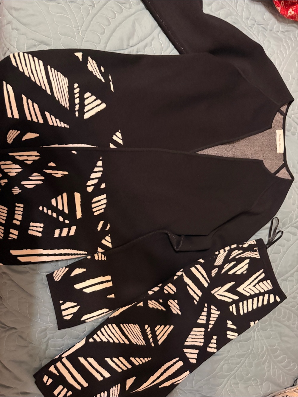 Calvin Klein Black & Cream Geometric Two-Piece Jumpsuit Set
